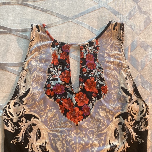 FREE PEOPLE NWT bodysuit in multi colored black with florals - Picture 2 of 10